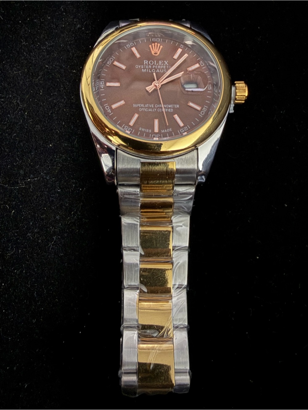 Rolex Two-Tone Gold and Silver Brown Dial Men's Watch